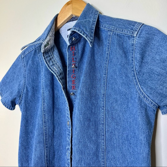 Vintage Tommy Hilfiger Short Sleeve Jean Button Down - Picture 3 of 5